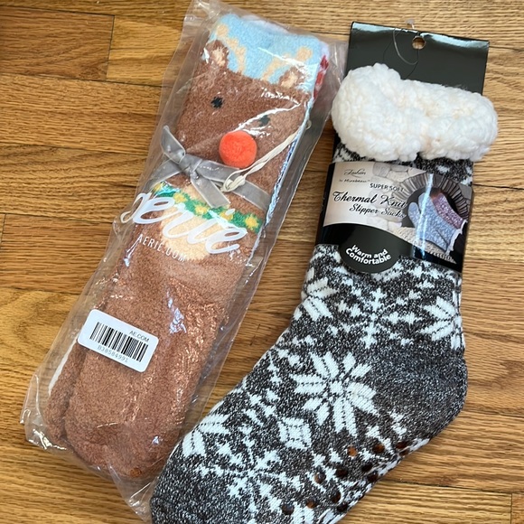 NEW- BUNDLE OF 3- Cozy Thermal Knit Slipper Socks - Picture 1 of 9